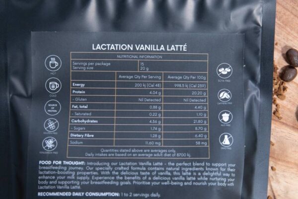 Lactation Vanilla Latté close-up Lactation Vanilla Latté close-up