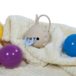 Silcone Pacifier and Dummy holder in beige with dummy