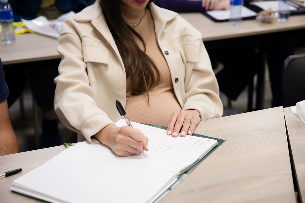 Soli Deo Gloria Bella Ante-Natal Class mom to be taking Notes